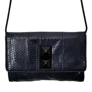 Juicy Couture Midnight Blue Snakeskin Shoulder Purse Handbag